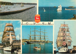 Navigation Sailing Vessels & Boats Themed Postcard Saint Malo Large Sailing Ships - Velieri