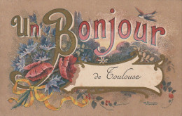 Z+ Nw 35-(31) UN BONJOUR DE TOULOUSE - CARTE FANTAISIE - FLEURS CHAMPETRES : COQUELICOTS , BLEUETS ET HIRONDELLE - Gruss Aus.../ Grüsse Aus...