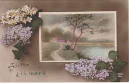 Z+ Nw 35-(23) AMITIES DE LA COURTINE - CARTE FANTAISIE - PAYSAGE ET BRANCHES DE LILAS - Souvenir De...