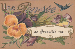 Z+ Nw36-(50) UNE PENSEE DE GRANVILLE - CARTE FANTAISIE - DECOR FLORAL PENSEES ET HIRONDELLE - Granville