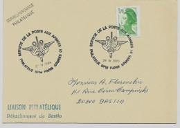 N°2318 Philatélie BPM Paris Armées 01 29 IV 1985 Service De La Poste Aux Armées- Liaison Philatélique Bastia - 1,70 Vert - Matasellos Provisorios