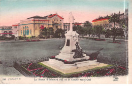 CANNES - La Statue D'Edouard VII Et Le Casino Municipal - Très Bon état - Cannes