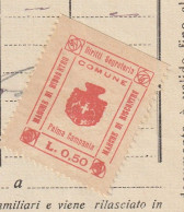 Italy. Palma Campania. 1946. Marca Municipale (comunale) DIRITTI DI SEGRETERIA L. 0.50, Su Documento - Sin Clasificación