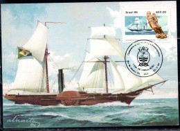 BRAZIL BRASIL BRASILE BRÉSIL1984 NAVAL MUSEUM CENTENARY FIGUREHEAD FRIGATE 1847 620cr MAXIMUM MAXI CARD - Cartes-maximum