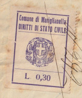 Italy. Mariglianella. 1939. Marca Municipale (comunale) DIRITTI DI STATO CIVILE L. 0,30, Su Documento - Sin Clasificación