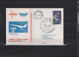 Schweiz Air Mail Swissair  FFC  24.4.1969 Bukarest - Luzern - Primi Voli