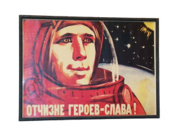 1950s SOVIET Political Poster,Framed Cosmonaut. - Manifesti