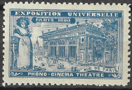 FRANCE ERINOPHILIE FAIR EXPOSITION UNIVERSELLE 1900 PARIS PHONO-CINEMA THEATRE Vignette CINDERELLA MNH** - 1900 – Paris (Frankreich)