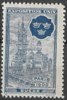 FRANCE ERINOPHILIE FAIR EXPOSITION UNIVERSELLE 1900 PARIS SUEDE SWEDEN  Vignette CINDERELLA MNH** - 1900 – Parigi (Francia)