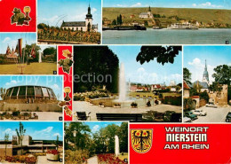 73671030 Nierstein Rhein Kirche Rhein Faehre Parkanlagen Sporthalle Schule Wasse - Nierstein