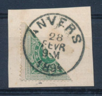 BELGIE - OBP Nr TX Nr 1 - Taxe - Gehalveerd Op Fragment - Cachet "ANVERS" - Cote 45,00 € - Stamps
