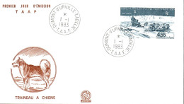 TAAF FDC 1983 TRAINEAU A CHIEN - FDC