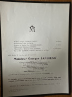 Monsieur Georges Janssens Ingenieur Mines *1900 Marcinelle +1968 Loveral Charleroi Hevillers Varlet Baijot Descans Dupui - Obituary Notices