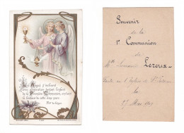 Orléans, 1re Communion De Lucienne Leroux, 1909, Anges, Art Nouveau, Bouasse-Lebel M. 250 - Andachtsbilder
