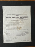 Richard Alexander Daveloose Wed Desmedt Marie *1891 Middelburg +1962 Heist-aan-Zee Leliaert Thiel Tavernier Doumen Gyde - Esquela