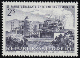 1374 25 J. Verstaatl. Unternehmen, Stickstoffwerke Linz, 2 S, Postfrisch ** - Ongebruikt