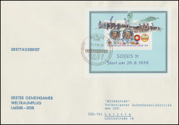 Block 53 Gemeinsamer Weltraumflug 1978 Auf Schmuck-FDC Buch-Export ESSt Berlin - Briefe U. Dokumente