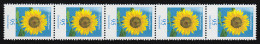 2434 Blumen 95 Cent Nk 5er-Streifen Aus 500-Rolle Mit GERADER Nummer ** - Francobolli In Bobina