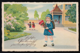 AK Kinder Nr. 0203 G Mädchen Blaues Kleid Und Mütze Schultüte Magdeburg 5.4.1932 - Autres & Non Classés