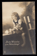 AK Glückwünsche Geburtstag: Mädchen Auf Einer Mauer Mit Leiter, EMDEN 7.3.1911 - Sonstige & Ohne Zuordnung