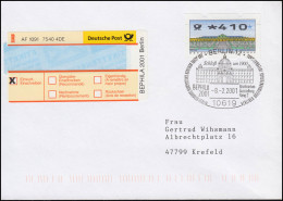 Sonder-R-Zettel BEPHILA 2001 - R-Brief ATM EF 410 Passender SSt BERLIN 8.2.2001 - R- Und V-Zettel