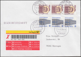 PostExpress Zustellung Gegen Unterschrift Ab 3.3.99: FDC SWK-MiF KREFELD 3.3.99 - Etiquettes 'Recommandé' & 'Valeur Déclarée'