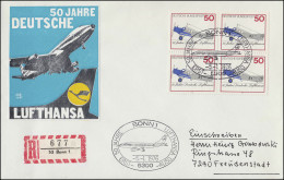 50 Jahre Deutsche Lufthansa R-Brief Erstausgabe Bonn 5.1.1976 - First Flight Covers