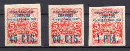 ASTURIAS Y LEON 1937 EDIFIL Nº 9S-10S-11S, NUEVOS SIN CHARNELA. CERT. GRAUS - Asturies & Leon