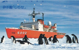 Japan Tamura 50u Old Private 110 - 53682 Penguins Ice Boat Ship - Japon