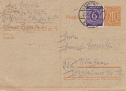 Ganzsache  Langenfeld 1946 6 Pf + 6 Pf Zufrankierung - Interi Postali