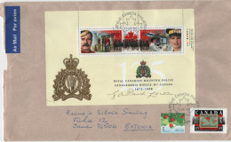 Canada 1998 Cover To Estonia Sc 1737c 90c RCMP Souvenir Sheet - Brieven En Documenten