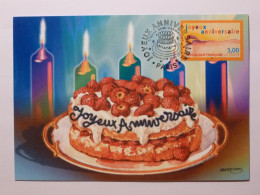 GATEAU ANNIVERSAIRE - Bougies - Carte Philatélique 1er Jour Timbre Joyeux Anniversaire - Recettes (cuisine)