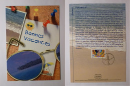 VACANCES - PARASOL - Lunettes / Plage - Mer  - Document Philatélique Avec Timbre Hamac Et Cachet 1er Jour - Andere & Zonder Classificatie