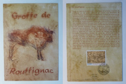 GROTTE DE ROUFFIGNAC - Peinture Préhistorique Animale - MAMMOUTH - Document Philatélique Avec Timbre Et Cachet 1er Jour - Other & Unclassified