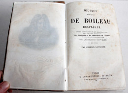 OEUVRES POETIQUES DE BOILEAU DESPREAUX + ANNOTATION, INDEX LOUANDRE 1863 GRAVURE / ANCIEN LIVRE XIXe SIECLE (2204.40) - 1801-1900