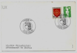 N°2622 + 603 Cachet Temporaire Gandae 1991 Gand Poste France - Liaison Philatélique Bastia - Briat Et Blason Languedoc - Tijdelijke Stempels