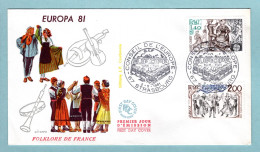 FDC France 1981 - Europa 1981 - YT 2138 La Bourrée Et YT 2139 La Sardane - 67 Strasbourg - 1980-1989