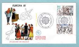 FDC France 1981 - Europa 1981 - YT 2138 La Bourrée Et YT 2139 La Sardane - Paris - 1980-1989