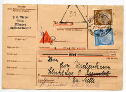 Germany 1940 Nachnahme Postcard; München - F.C. Mayer, „Der Deutsche Pelztierzüchter"; 20pf. & 3pf. Hindenburg - Brieven En Documenten