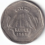 INDIA COIN LOT 107, 1 RUPEE 1989, CALCUTTA MINT, XF - India