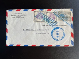 HONDURAS 1954 AIR MAIL LETTER SAN PEDRO SULA TO PHILADELPHIA USA 28-04-1954 - Honduras