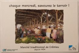 CREMIEU (38 Isère) - Marché Alimentaire Traditionnel Depuis 1434 / Terroir - Halle De Crémieu - Carte Publicitaire  - Crémieu