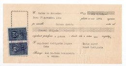 1929.  KINGDOM OF SHS,CROATIA,KNIN,BILL OF EXCHANGE,2 REVENUE STAMPS - Cheques En Traveller's Cheques