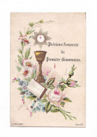 Souvenir De Première Communion, Eucharistie, Missel, Cierge Et Fleurs, éd. E. A. Série 733 - Devotieprenten