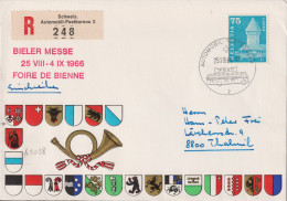 1966 Schweiz R-Brief, Zum:CH 366 Mi:CH: 707, Wasserturm Luzern, Bieler Messe - Storia Postale