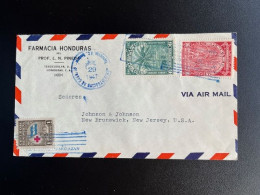 HONDURAS 1947 AIR MAIL LETTER TEGUCIGALPA TO NEW BRUNSWICK USA 29-07-1947 - Honduras