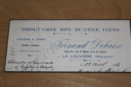 ANCIEN DOC - LA LOUVIERE - DROGUERIE FERNAND DEBAISE - 1924 - CONCERNE LA KERMESSE DU HOCQUET ET L'HARMONIE DE FONTAINE - 1900 – 1949