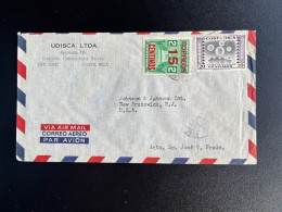 COSTA RICA 1956 AIR MAIL LETTER SAN JOSE TO NEW BRUNSWICK USA - Costa Rica