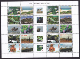 323 ARUBA 2013 - Y&T 741/50 En Feuille + Vignette - Oiseau Hibou Lezard Fleur Cactus Ane - Neuf ** (MNH) Sans Charniere - Curaçao, Antille Olandesi, Aruba