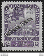 1921 Fiume Lire 10 Varietà MNH Sassone N. 175nd(+la) - Sonstige & Ohne Zuordnung